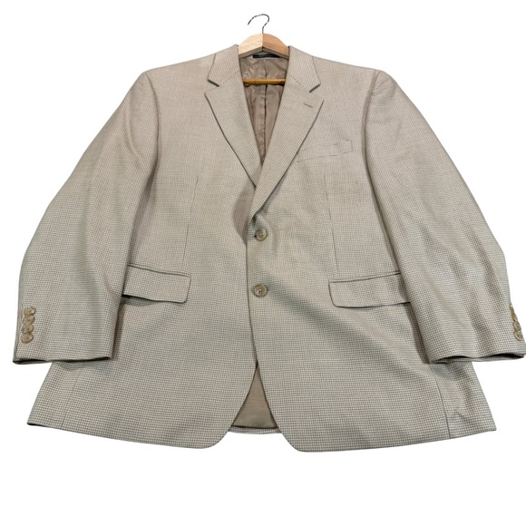 Lauren Ralph Lauren Other - Lauren Ralph Lauren Mens 44R Silk Wool Houndstooth Sport Coat Blazer Tan Cream